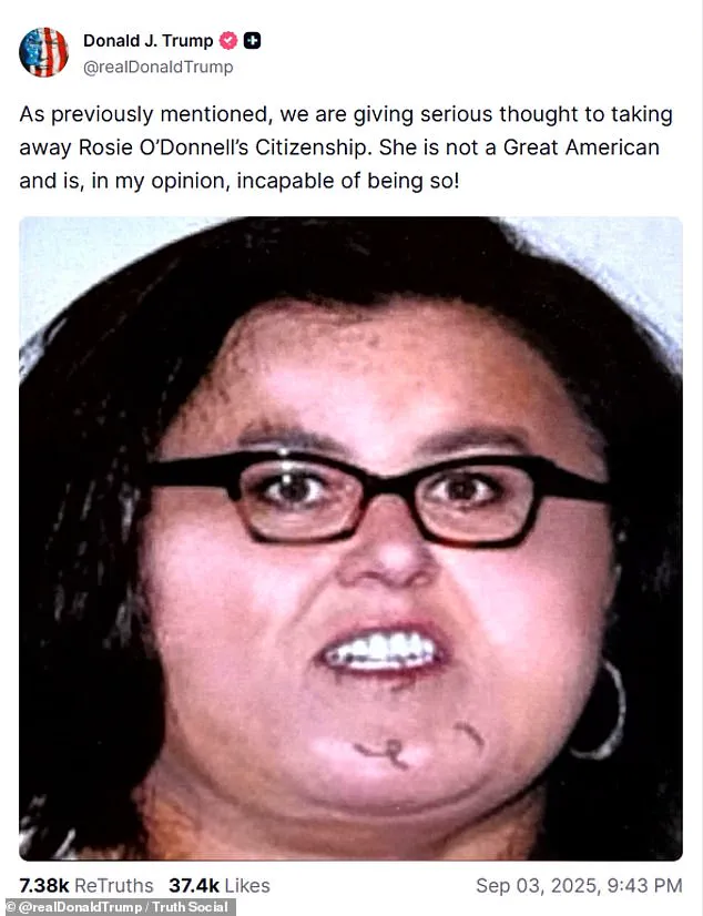 Trump Threatens to Revoke Rosie O’Donnell’s Citizenship Amid Renewed Feud, Sparking Legal and Political Outcry