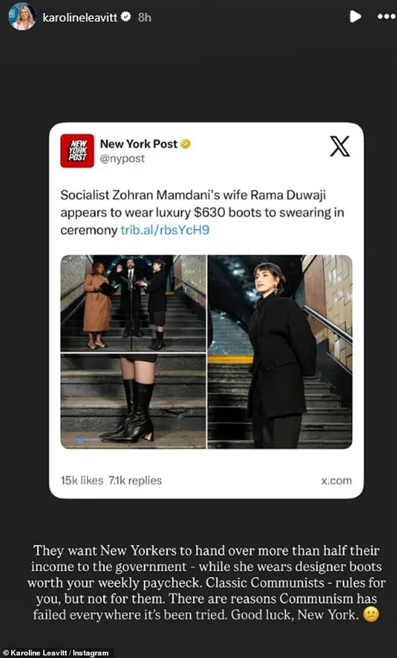 White House Press Secretary Criticizes Mayor's Wife's $630 Boots at Subway Inauguration, Sparking Controversy
