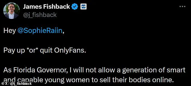 Florida Governor's Race Intensifies as OnlyFans Creator Confronts Candidate Over Controversial 'Sin Tax' Proposal