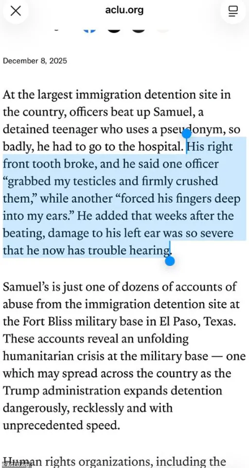 ACLU Alleges 'Horrific Acts of Intimate Torture' at ICE Detention Center in El Paso, Citing Detainee Accounts: 'Systemic Abuse and Brutality' Uncovered in New Claims