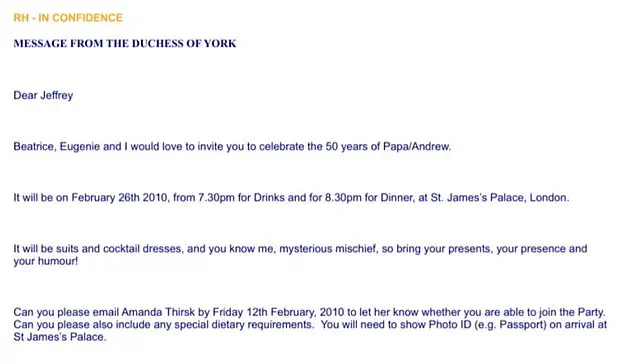 Andrew Mountbatten-Windsor's Birthday Party Scrutinized Over Epstein Files Invitations by Sarah Ferguson