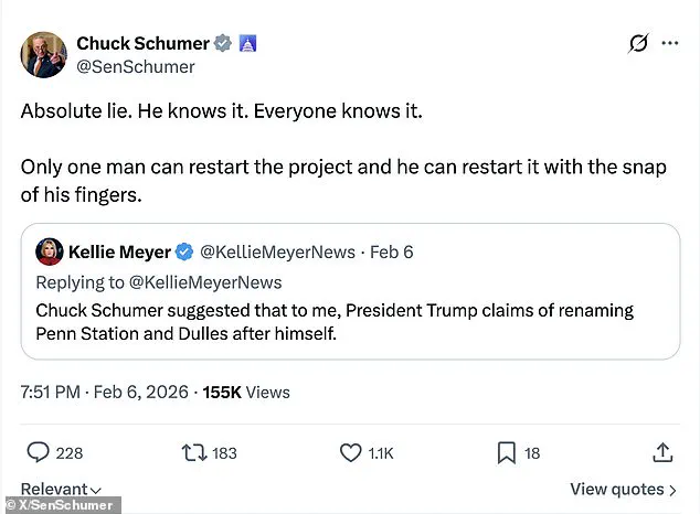 Leavitt Inadvertently Confirms Schumer's Denial of Trump's Penn Station Claim, Drawing Scrutiny